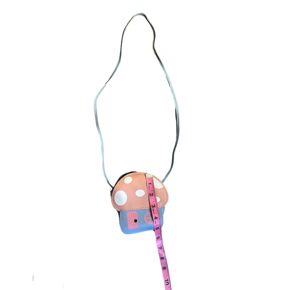 Kids faux leather mushroom crossbody purse blue pink - Picture 2 of 4
